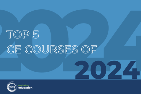 Graphic promoting the Top 5 CE Courses from ABMP from 2024.