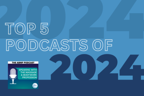 Graphic reading, "Top 5 Podcasts of 2024"
